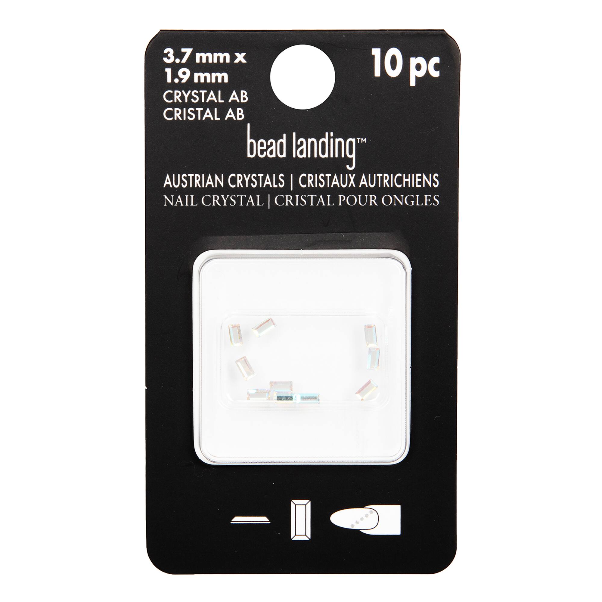 3.7mm Crystal AB Baguette Glue-On Austrian Crystals by Bead Landing™, 10ct.